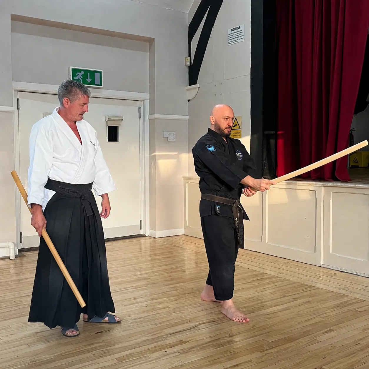 Olgun Tiltay learning bokken movement from William Timms Sensei [7th Dan Aikido]